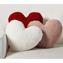 Cozy Teddy Faux Fur Heart Shaped Throw Pillow