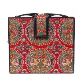 Enmon Silk Brocade Leather Clasp Wallet 