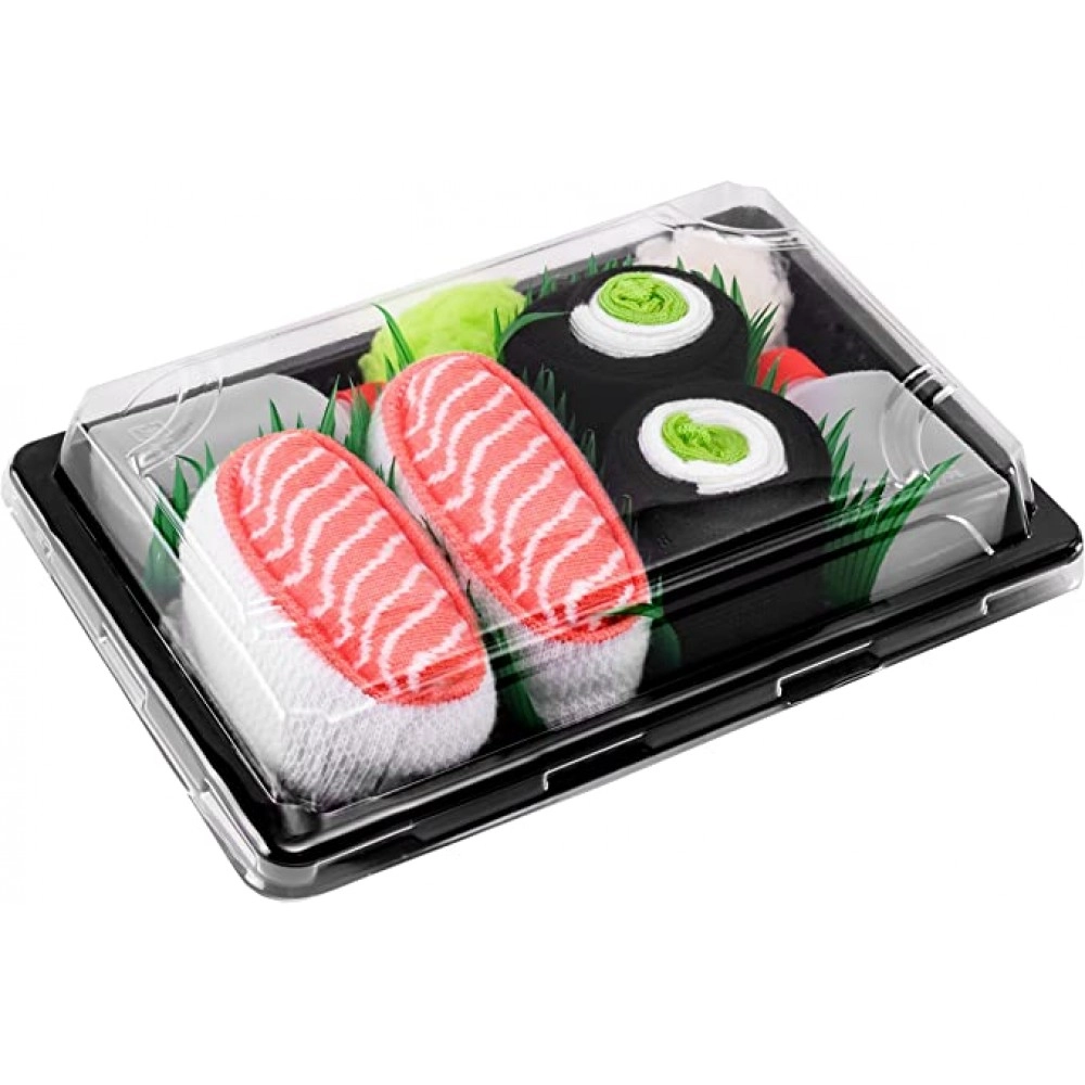 Rainbow Socks - Men's Women's - Sushi Socks Box Salmon Cucumber Maki - 2 Pairs 