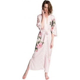 Women's Charmeuse Kimono Robe Long - Watercolor Floral 