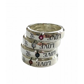 Colored mini cubic LOVE ring