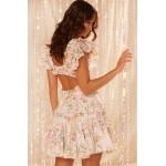 SUNRISE BLOOM BACKLESS COTTON MICRO MINI DRESS